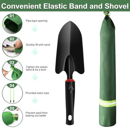 4PCS Sand Bags for Flooding, Reusable Quick Dam Flood Barriers for Home & Outdoor Water Barrier with Elastic Band, 4'X 7" Flood Prevention Sandbag Thickened Canvas Sand Bags with Sand Shovel