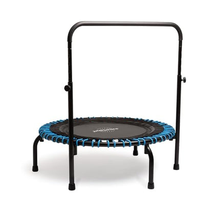 JumSport 350 Series 39" Trampoline & Handle Bar Bundle, 30 Adjustable Bungees, Stable No-Tip Arched Legs, & 60 Day Trial Streaming Video & DVD, Teal