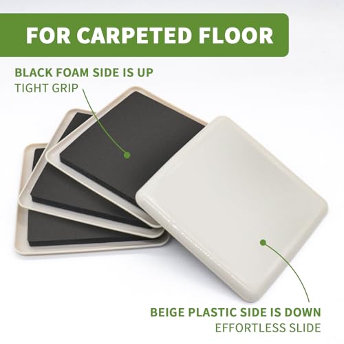 Furniture Sliders for Carpet and Hardwood, 8 PCS 5", Beige - size: Square 8 PCS 5'' Beige