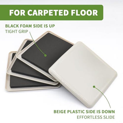 Furniture Sliders for Carpet and Hardwood, 8 PCS 5", Beige - size: Square 8 PCS 5'' Beige