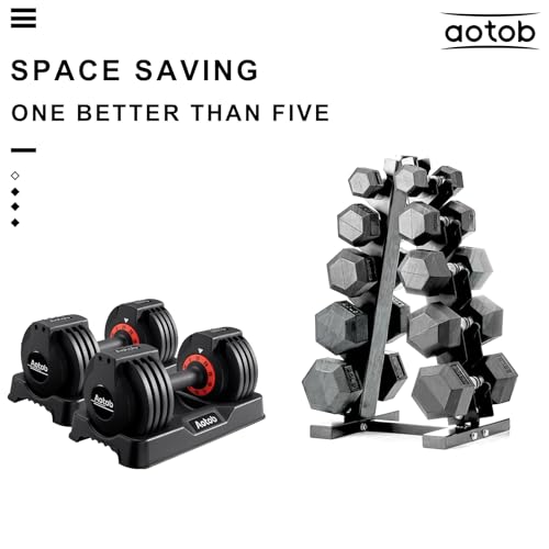AOTOB Adjustable Dumbbell Set 25/55 Lbs (Pair) Set of 2 - color: 25lbs Black-Pair-Prime