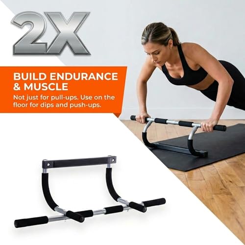 Door Chin Up Door Bar Home Gym - Pull Up - Adjustable Fits Residential Doorways - Supports Up to 300 Pounds - Easy to Mount - Build Upper Body Strength at Home Pump Biceps, Triceps, Lats