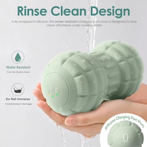 Silicone Vibrating Peanut Massage Ball Roller, Green | Water Resistant , Electric Double Lacrosse Massage Ball, 4 Intensities, For Muscle Tightness Deep Tissue, For Foot Back Hip