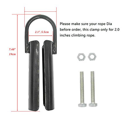 Climbing Rope Clamp, 2.0” Rope Attachment Hook Accessories, Rope Clasp for Rope Climb, Climbing Training Garage Home Gym Workout Fitness Strength Training (2.0“ 1PC)