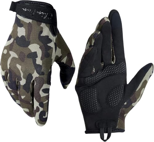ChinFun Full Finger Workout Gloves for Men, Full Palm Protection Deep - color: Camo Green, size: Small