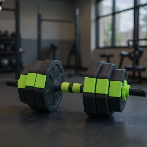 4-in-1 Adjustable Dumbbell Set, 44 lbs Weight Set Used as Dumbbell, Barbell, Kettlebell & Push up Stand, Multifunctional Home Gym Workout Equipment for Men & Women, Green