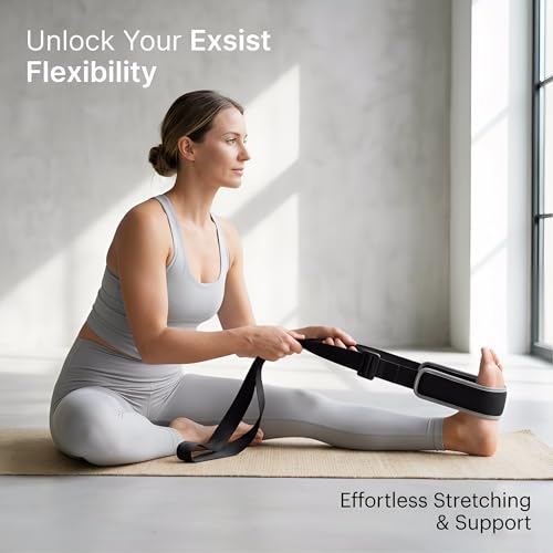 Stretching Strap with Detachable Shoulder Strap – Adjustable Nylon Stretch Band with Breathable Mesh Pad – Leg Stretcher for Yoga, Flexibility Training, Hamstring Stretch & Home Gym Equipment.