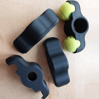 4 Pack Indoor Cycling Snap Rocker Feet Adapters with 8 Pack Tennis Balls, Stability Accessories for Smart Bike Resistance Trainer Home Workout Equipment