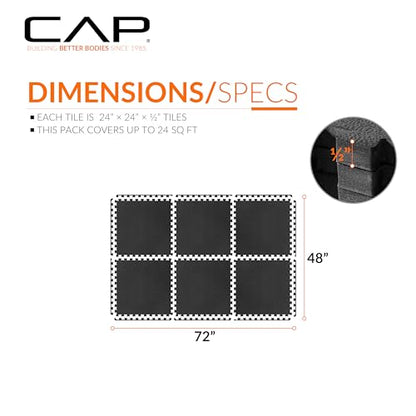 CAP Puzzle Exercise Mats | 1/2” Thick EVA Interlocking Foam Tiles for Home Gym Flooring | Multiple Options