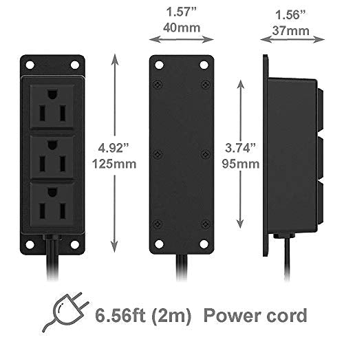 Surface Mounted Power Strip 3 AC Grounded Outlets Mountable Power Strip Socket Adapt to Deak Conference Table Wall Hotel Improvement (3AC) - color: 3AC