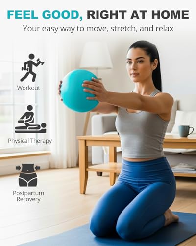 Trideer 9-Inch Pilates Ball, Small Exercise Ball for Yoga, Core Training, Physical Therapy, Balance, Stability and Stretching Pilates Equipment with Inflation Straw