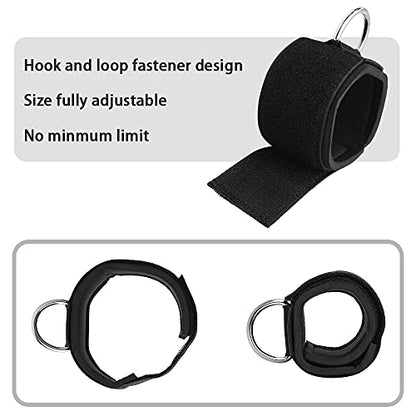 Ankle Wrist Cuffs Neoprene Padded Straps D-Ring Glute Kickback for Cable Machines Legs Exercise Adjustable Fitness - color: D ring silver