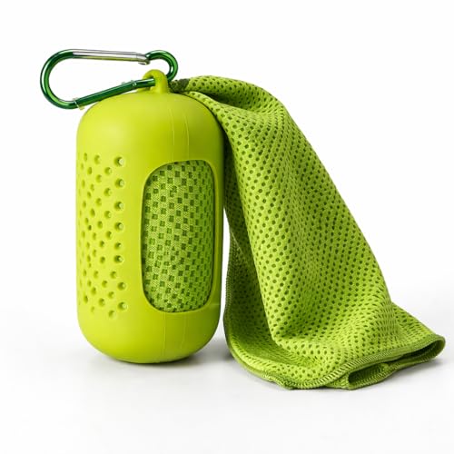 Cooling Towel with Clip Case – Quick-Dry Neck Wrap for Sports, Beach Tote Bags, Gym, Travel & Outdoor Heat - color: Black