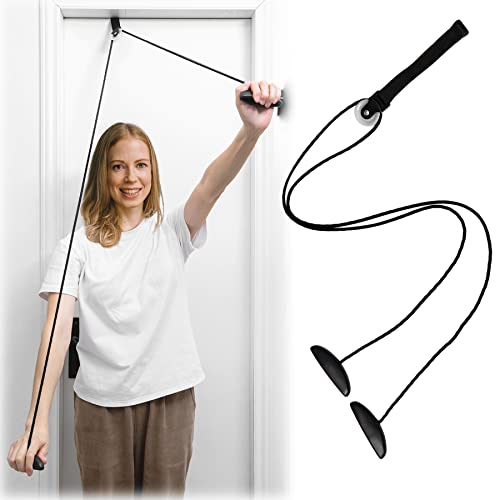Shoulder Pulley Over The Door Physical Therapy System, Exercise Pulley, Alleviate Shoulder Pain and Facilitate Recovery from Surgery - color: Black