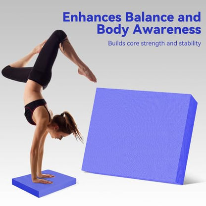 Extra Large Yoga Exercise Balance Pad - Thick Non-Slip Stability Cushion for Pilates and Exercise - High Density Foam Trainer for Core Strength Home Gym - Bonus: 10-Position Resistance Band!