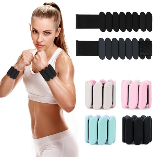 Wrist Weights, 2Pcs Wearable Wrist Ankle Weights for Women and Men, Adjustable Silicone Bracelets Suitable for Walking, Yoga, and Gym, Arm & Leg Workout, 2lb - color: Black