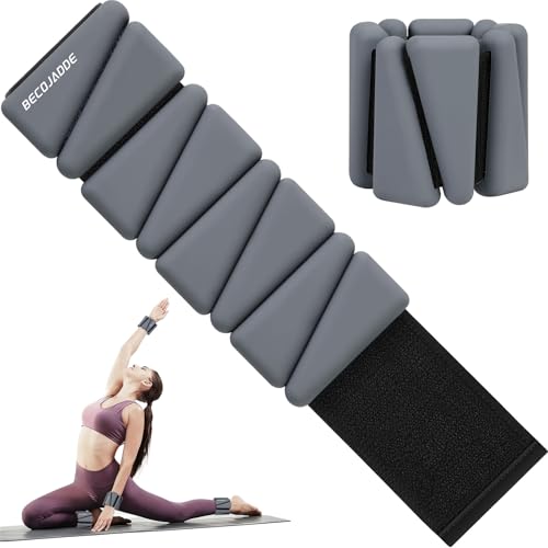BECOJADDE Ankle Weights Set of 2 (1 lb/2 lb/3 lb Each) Adjustable Wrist Weights for Women Men Wearable Arm Leg Weight for Pilates, Running, Walking, Workout, Yoga - color: Dark Grey, size: 2 Lb Pair (1 Lb Each)