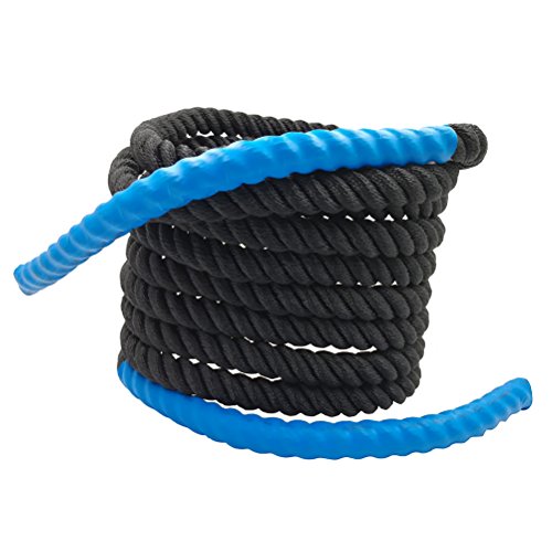 Aoneky 25ft Battle Rope, 7/8" Diameter Nylon Training Rope with Rubber Handles, for Home Gym Fitness Workout, Beginner & Youth Exercise Equipment