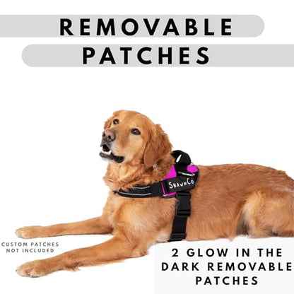 ShawnCo Essential Pro Dog Harness, No-Pull Pet Vest with 3 Leash Clips and Removable, Reflective Side Patches, Adjustable and Padded Harness for Small, Medium and Large Dogs (Orchid, M)