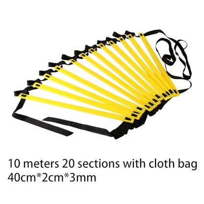 Speed Ladder for Soccer and Football Training, 10m 20 Sections, Agility Ladder for Footwork Drills, Nylon Webbing and PP, with Carry Bag