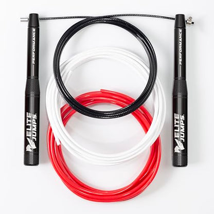 Speed Rope Jump Rope Bundle | 3 Cables for Indoor, Outdoor & Tricks | Made in USA | Premium Speed Jump Rope for Fitness w/Aluminium 6.5" Long Handles | Versatile Workout Jump Rope for Cardio Training