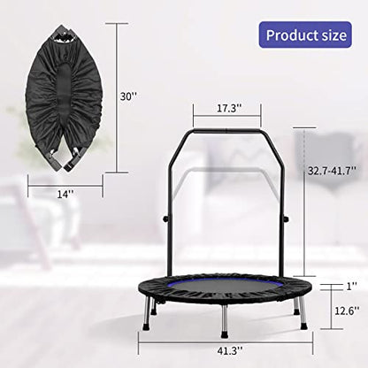 ZENOVA 40" Mini Trampoline, Rebounder Trampoline for Adults Fitness Trampoline with Adjustable Bar Rebounder Trampoline Indoor Jumping Workouts