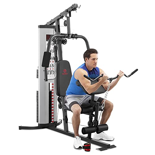 Marcy Multifunctional Workout Station 100lbs to 200lbs Stack Home Gym for Weightlifting and Bodybuilding - color: Grey - MWM-988