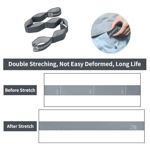 Elastic Yoga Stretching Strap, Multi-Loop Stretch Strap for Physical Therapy, Pilates, Yoga, Dance & Gymnastics Exercise and Flexible Pilates Stretch Band - color: Elastic-Gray