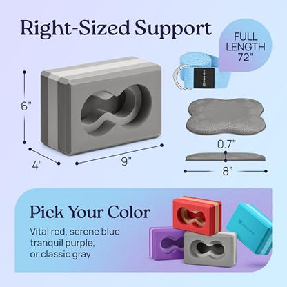 Deep-Zen® Yoga Blocks Wrist Support; Yoga Blocks 2 Pack with Knee Pads and Strap to Put Less Weight on Wrists; Durable, Versatile Yoga Brick Exercise Block Set, Blocks Yoga - color: Grey