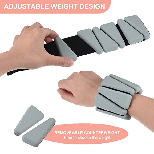 PATIKIL Ankle Weights for Women, 2Lbs Total (1Lb Each) Adjustable Wrist Weights with Removable Weights Arm Weights for Women & Men Yoga Training Walking Jogging Aerobics - color: Gray