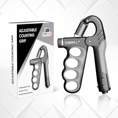 Grip Strength Trainer – Adjustable Resistance Hand Grip Strengthener (11-220 Lbs/5-100KG) with Auto Electronic Counter | Forearm & Finger Exerciser for Athletes, Musicians, Injury Recovery - color: Grey