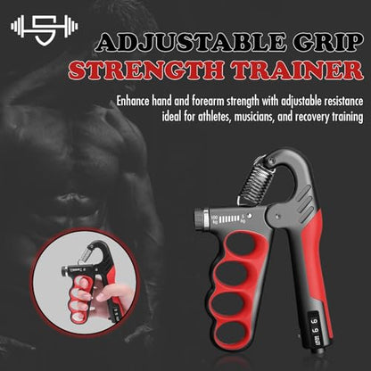 Adjustable Grip Strength Trainer Hand Gripper for Grip Strength, Forearm & Wrist Strengthener, Hand Exerciser for Strength Training & Therapy 11-220Lbs(5-100KG) - color: Red