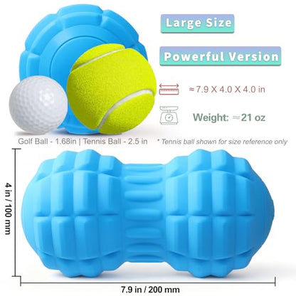 Vibrating Peanut Massage Ball – Back, Neck, Hip, Calf, Leg & Foot Muscle Roller, Trigger Point Massage Ball for Deep Tissue Myofascial Release, Silicone Shell, 4-Speed (Blue)