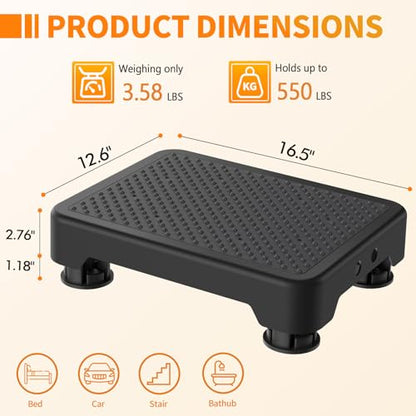 Ronlap Small Step Stools for Adults Car Step Stool for Elderly, Black-Black - color: Black-black