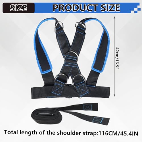 Sled Harness Adjustable Heavy Duty Reinforced Pull up Belt for Resistance Training, Enhancing Leg, Calf, Back, Chest, Shoulder Weighted Belt Sled Pulling