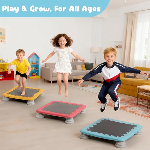 Mini Trampoline for Kids, Indoor Rebounder Non-Slip Base, Sensory Trampoline for Autism Kids, Bounce Board for Sensory Integration Training, Outdoor Recreation, Max Load 220 lbs