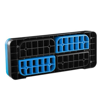Aerobic Exercise Step Platform, 28-Inch Workout Aerobic Stepper, Height Adjustable Fitness Training Step Deck Trainer with 4 Risers, Non-Slip Surface Bench for Home Gym Cardio Strength, Blue