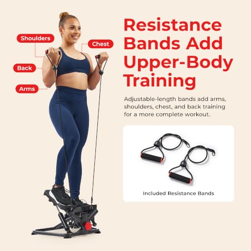 Sunny Health & Fitness Twist Stair Stepper with Resistance Bands - color: Black Onyx