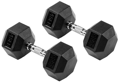 Signature Fitness Rubber Encased Hex Weights Dumbbells Pair, Exercise & Fitness Dumbbells for Home Gym Training