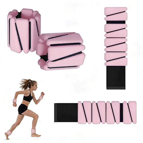 MANO 4pcs Adjustable Wrist Weights 1 lb Each Ankle Weights for Women & Men for Strength Training, Walking, Fitness, Yoga - color: Pink-Triangle
