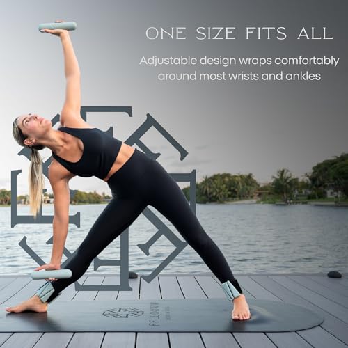 FFLLOOWW Adjustable Ankle & Wrist Weights Set, 2 lbs Each (4 lbs Total), Soft Comfortable Weights for Walking, Pilates, Barre & Home Workouts with Secure Fit for Women & Men