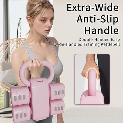 Adjustable Kettlebell Set, 4-in-1 Free Weight Kettlebell sets (5.5lbs 7.7lbs 9.9lbs 12.1lbs) for women, Hand Weight Dumbbell Set of 2 for Home Gym Fitness Training