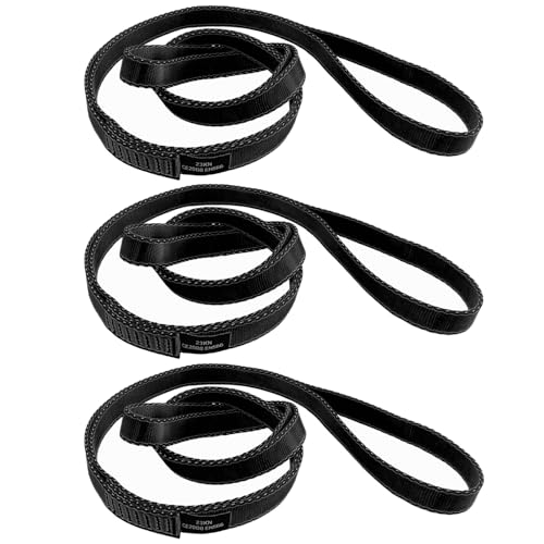 18MM Nylon Climbing Slings Runners 23 kN Strong Webbing Straps for Rock Climbing, Rappelling, Swing, Yoga Hammock etc - color: 3PCS Black, size: 24inch/60cm