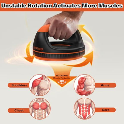 Sportneer 3-in-1 Rotating Push Up Bars, Push Up Stands & Push Up Handles for Floor, 360° Rotation for Wrist-Friendly Training with Detachable Twist Board, Non-Slip Home Gym Equipment 300lbs