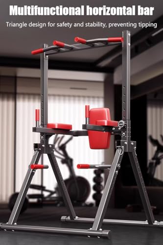 Power Tower Pull Up Dip Station Foldable,Home Gym Strength Training Equipment,7-Level Height Adjustment,Multi-Function Assistive Trainer for Muscle Building/Beginner Exercises