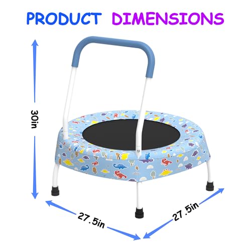 Trampoline w/Handle, Indoor Mini Trampoline with Bungee Cord No-Gap Jump Mat, Exercise Rebounder with Non Slip Feet for Boys & Girls Age 1-4, Safe Indoor Play Trampoline for Balance Fitness Training