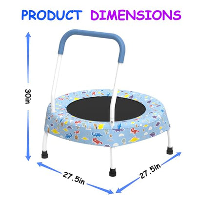 Trampoline w/Handle, Indoor Mini Trampoline with Bungee Cord No-Gap Jump Mat, Exercise Rebounder with Non Slip Feet for Boys & Girls Age 1-4, Safe Indoor Play Trampoline for Balance Fitness Training