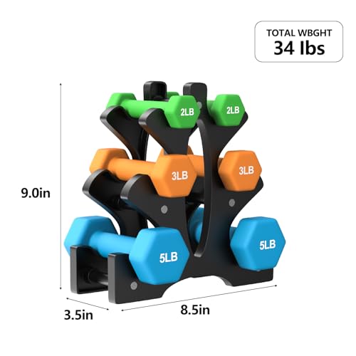 Portzon Weights Dumbbells Set with Various Color and Weights and Compatible, 20 LB, Anti-Slip, Anti-roll, Hex Shape