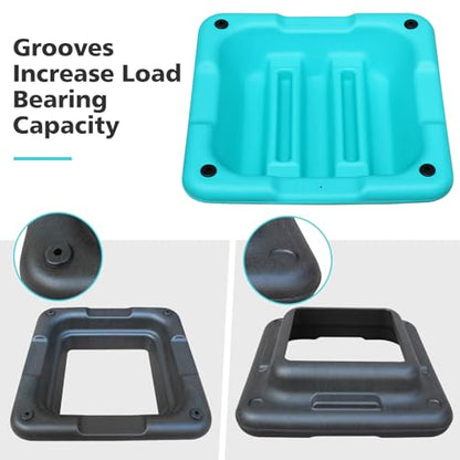 16" x 16" High Aerobic Step Aerobics Stepper Platform with 4 Risers, Exercise Workout Stepper, Home Gym Equipment, Fitness Step Platform, Adjustable Aerobic Stepper - color: Blackish Green