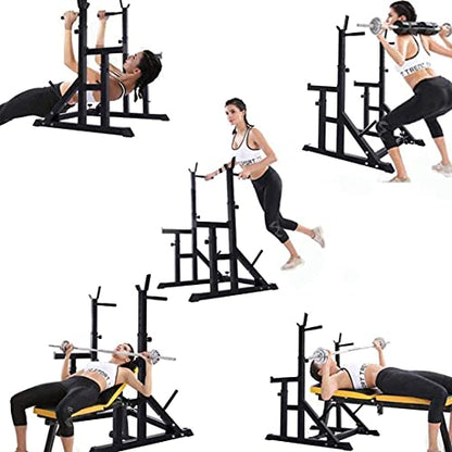 Multifunctional Dumbbell Bench Folding Multi-Function Barbell Rack 330LBS Capacity Dip Stand Fitness Adjustable Rack Weight Lifting Bench Press Dipping Station for Home/Office/Gym